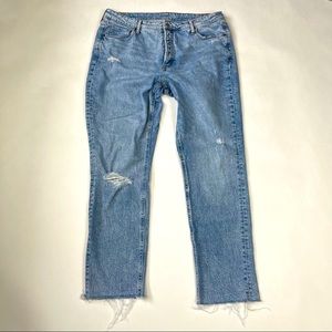Old Navy Extra High Rise Pop Icon Skinny Ankle Raw Hem Distressed Button Fly